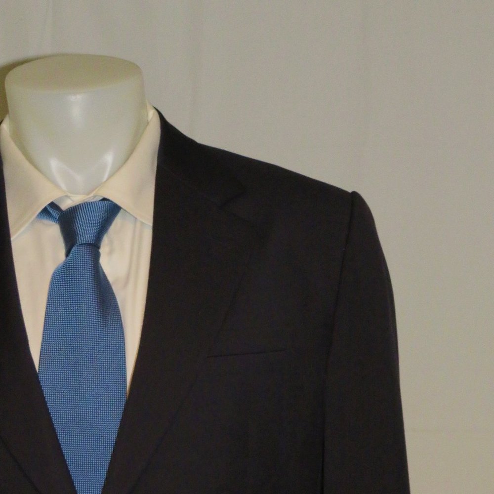 Versace Mainline x Castangia Recent Dark Blue Woven Two Button Suit Jacket 40L